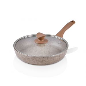 TAC ULTRA GRANITE FRYING PAN 26 CM  CAPPUCCINO 4 MM GLASS LID