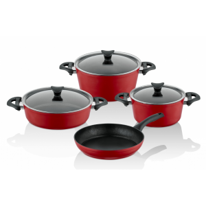 Taç Mastercook 7 Pcs Granite Cookware Set Red