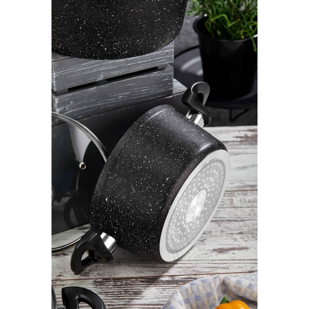 Taç Induction Mastercook 7 Pcs Granite Cookware Set Black