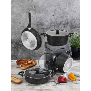 Taç Induction Mastercook 7 Pcs Granite Cookware Set Black