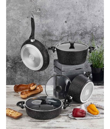 Taç Induction Mastercook 7 Pcs Granite Cookware Set Black