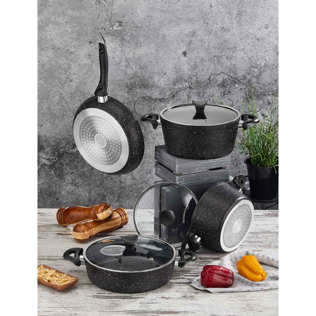 Taç Induction Mastercook 7 Pcs Granite Cookware Set Black