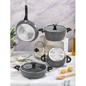 Taç Induction Mastercook 7 Pcs Granite Cookware Set Grey