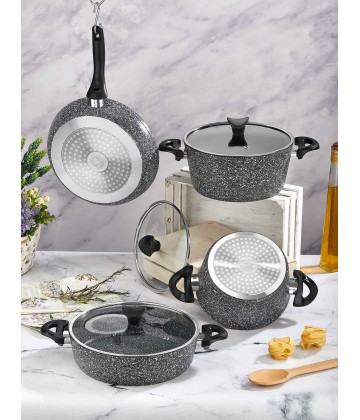 Taç Induction Mastercook 7 Pcs Granite Cookware Set Grey