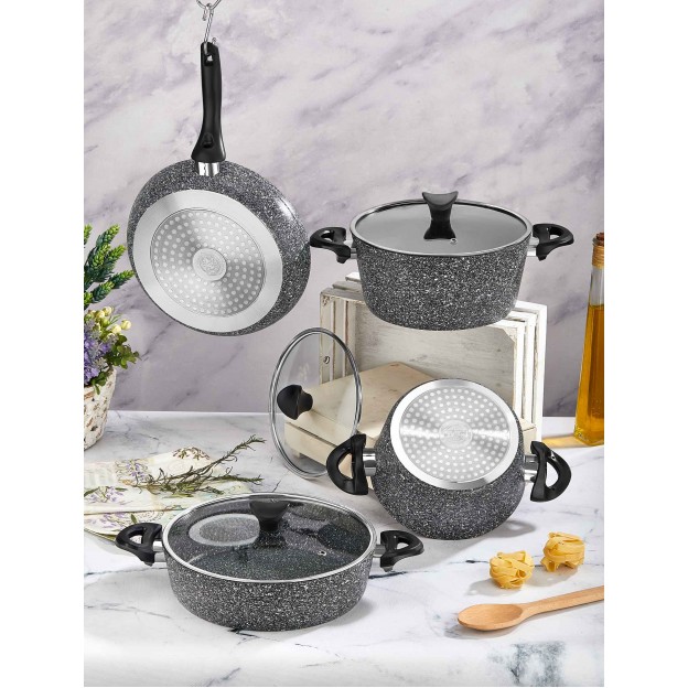 Taç Induction Mastercook 7 Pcs Granite Cookware Set Grey