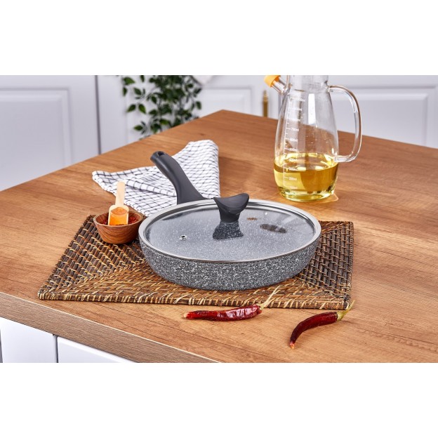 TAÇ ULTRA GRANİT TAVA 18 CM CAM KAPAKLI    