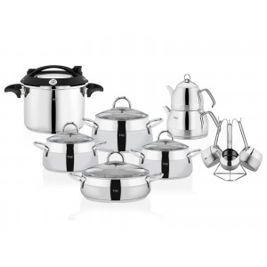 Taç Miranda Indcurtion 18 Pcs Stainless Steel Wedding Set Platin