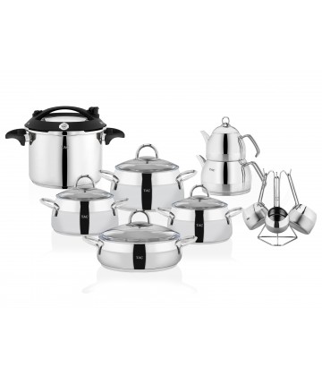 Taç Miranda Indcurtion 18 Pcs Stainless Steel Wedding Set Platin