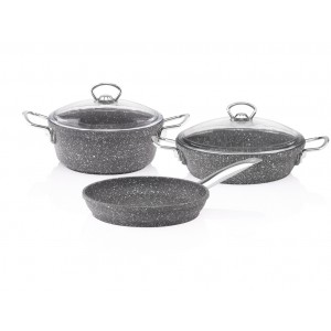 Taç Granite 5 Pcs Cast Aluminium Cookware Set Grey