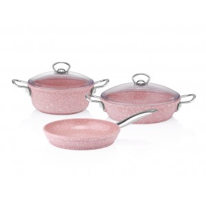 Taç Granite 5 Pcs Cast Aluminium Cookware Set Pink
