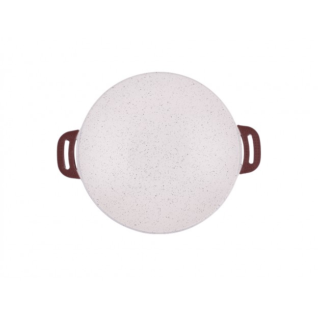 Taç Granite Cast Aluminium Roasting Pan With Glass Lid 34 cm Cream