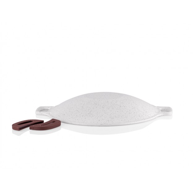 Taç Granite Cast Aluminium Roasting Pan With Glass Lid 34 cm Cream