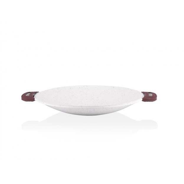 Taç Granite Cast Aluminium Roasting Pan With Glass Lid 34 cm Cream