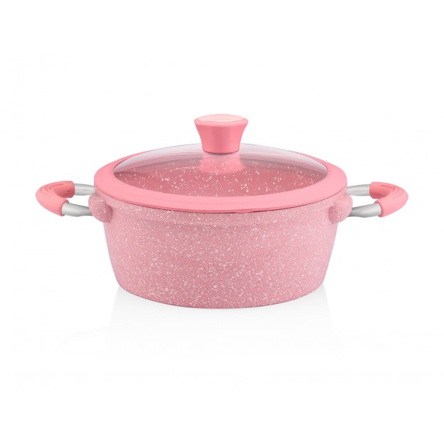 Taç 7 Pcs Silicone Cast Aluminium Cookware Set Pink