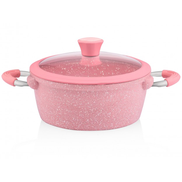 Taç 7 Pcs Silicone Cast Aluminium Cookware Set Pink