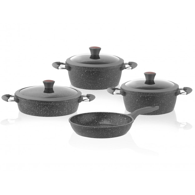 Taç 7 Pcs Silicone Cast Aluminium Cookware Set Grey