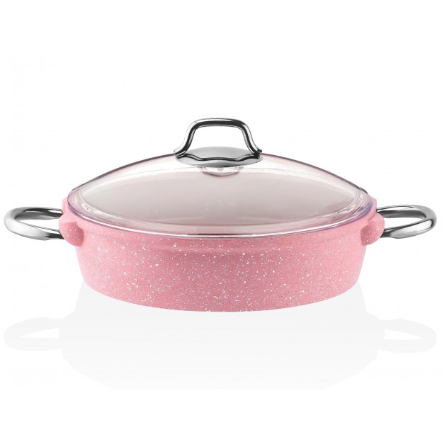 Taç 7 Parça Pyrex Kapak Döküm Tencere Seti Pembe
