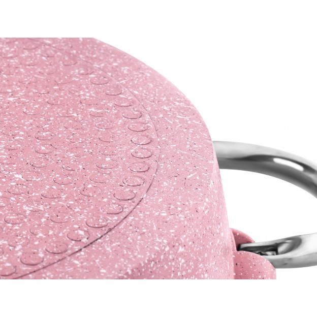 Taç İndüksiyon Taban Döküm Basık Tencere 28 cm Pembe