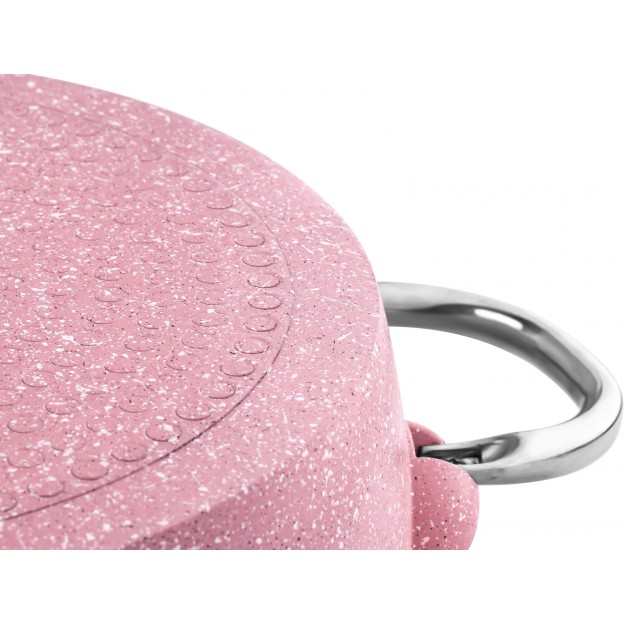 Taç İndüksiyon Taban Döküm Derin Tencere 20 cm Pembe