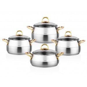 Taç Nobis Induction 8 Pcs Cookware Set Gold