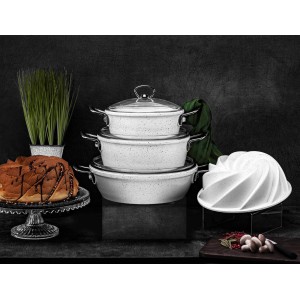 Taç Nevada 7 Pcs Cast Cookware Set Cream