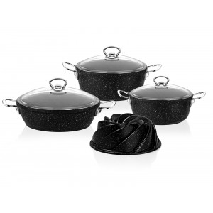 Taç Nevada 7 Pcs Cast Cookware Set Black