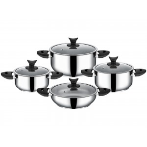 Taç Aksu Kayra Induction 8 Pcs Stainless Steel Cookware Set Black