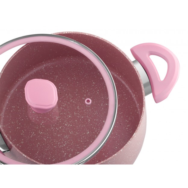 Taç Granite Plus Prizma 7 Pcs Cookware Set Pink