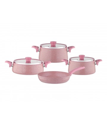 Taç Granite Plus Prizma 7 Pcs Cookware Set Pink