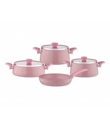 Taç Granite Plus Prizma 7 Pcs Cookware Set Pink