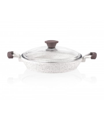 Taç Gravita Cast Omelette Pan With Lid 20 cm White