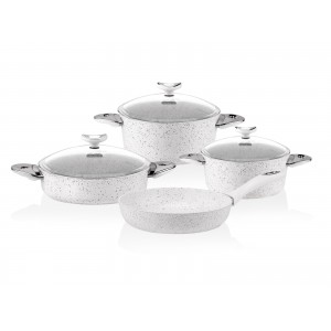 Taç Granite Plus 7 Pcs Cookware Set White