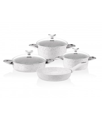 Taç Granite Plus 7 Pcs Cookware Set White