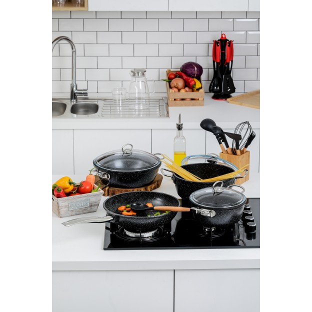 Taç Gravita Cast 7 Pcs Cookware Set Black