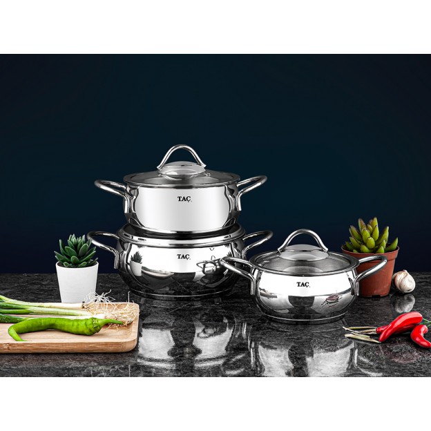 Taç Vitali Induction 6 Pcs Stainless Steel Casserole Set