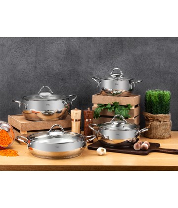 Taç Vitali Induction 8 Pcs Stainless Steel Cookware Set