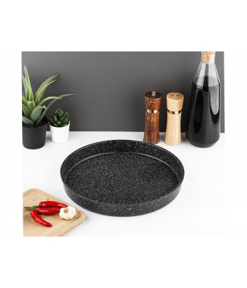Taç Granit Döküm 32cm Yuvarlak Tepsi Siyah