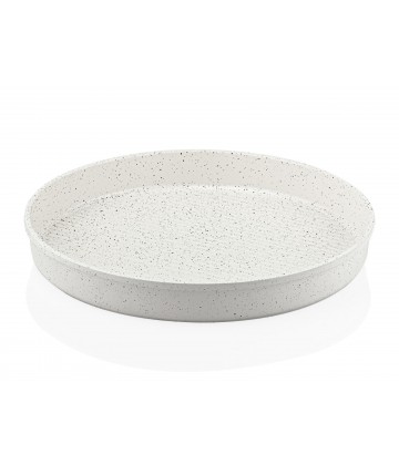Taç Granit Döküm 32cm Yuvarlak Tepsi Beyaz
