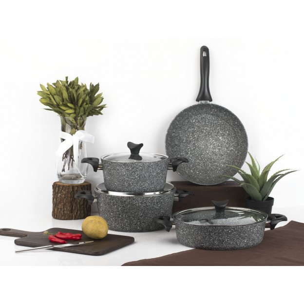 Taç Mastercook 4'lü 7 Parça Granit Tencere Seti Gri