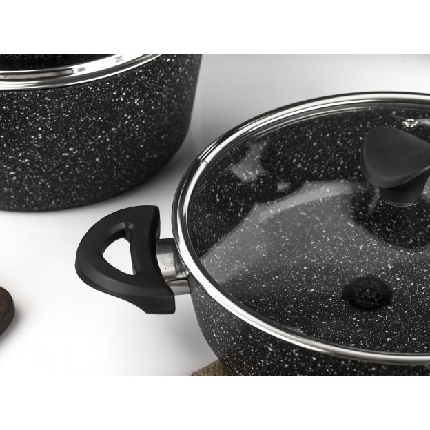 Taç Mastercook 7 Pcs Granite Cookware Set Black