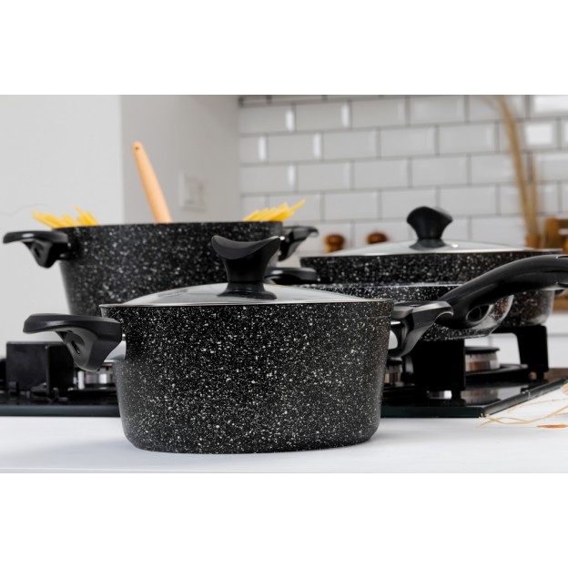 Taç Mastercook 7 Pcs Granite Cookware Set Black