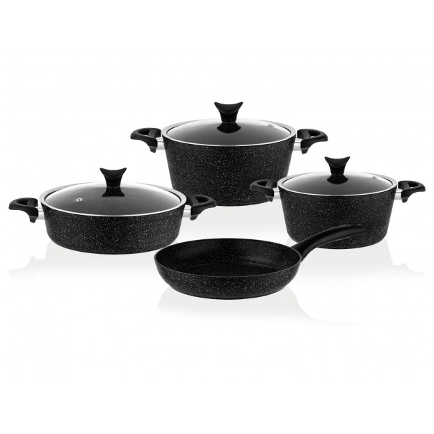 Taç Mastercook 4'lü 7 Parça Granit Tencere Seti Siyah