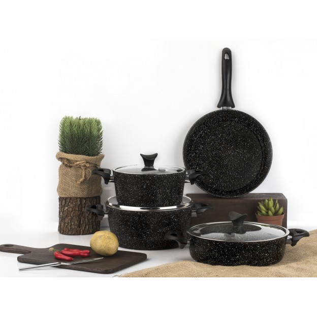 Taç Mastercook 7 Pcs Granite Cookware Set Black