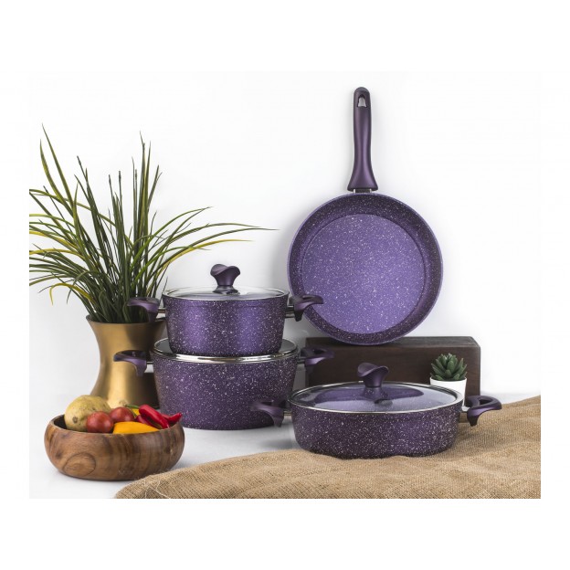 Taç Mastercook 7 Pcs Granite Cookware Set Purple