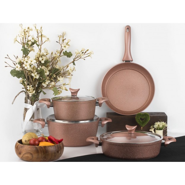 Taç Mastercook 7 Pcs Granite Cookware Set Rose Gold