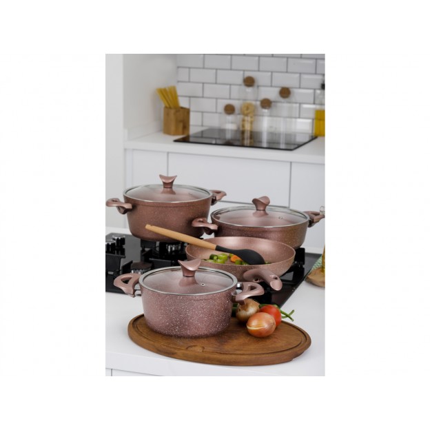 Taç Mastercook 7 Pcs Granite Cookware Set Rose Gold