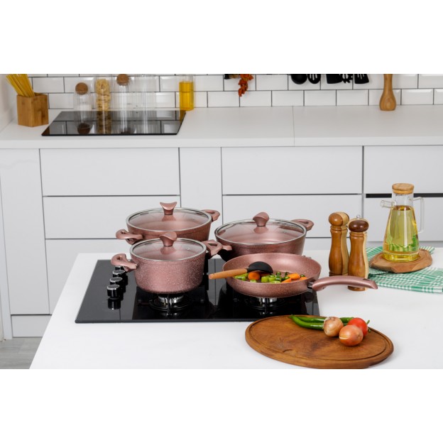 Taç Mastercook 7 Pcs Granite Cookware Set Rose Gold