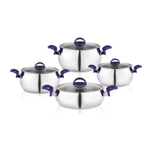 Taç Ventus Induction 8 Pcs Stainless Steel Cookware Set Purple