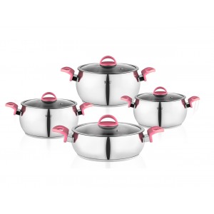 Taç Ventus Induction 8 Pcs Stainless Steel Cookware Set Pink