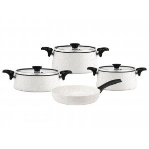 Taç Granite Plus Prizma 7 Pcs Cookware Set White